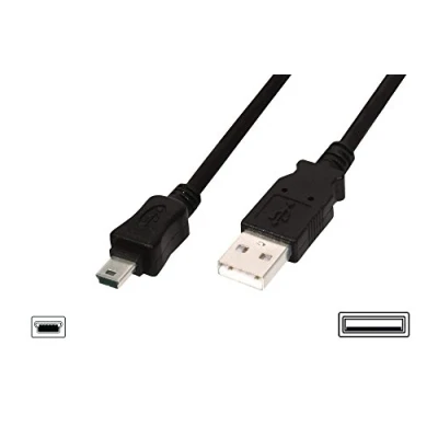 Bild av DIGITUS USB 2.0 anslutningskabel 3,0 m A (St) till Mini B (5 stift) 480 Mbit/s svart