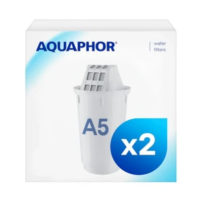 Bild av AQUAPHOR Filterpatron A5 Pack 2 I Filtrerar kalk och klor samt tungmetaller andra ämnen 350 l klart vatten Med AQUALEN Technology För bättre mat &amp; dryck Skonsam köksutrustning