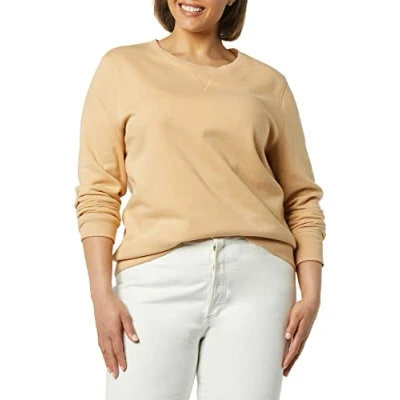 Bild av Amazon Essentials dam fransk frotté fleece rund hals sweatshirt (finns i plusstorlek), ljus kamel, XX Large