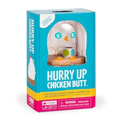 Bild av Hurry Up Chicken Butt av Exploding Kittens Ett heta potatis spel med hopp, skratt och massor djurläten! (Och hemligen...lite träning)