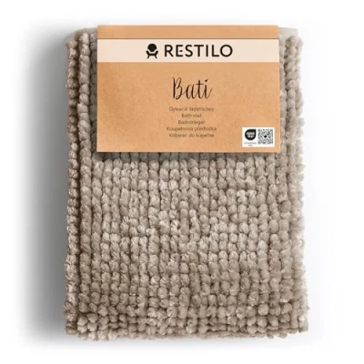 Bild av RESTILO Badmatta 70 x 120 cm Halkfri Badrumsmatta Absorberande Duschmatta Vattenabsorberande Cappuccino Bati