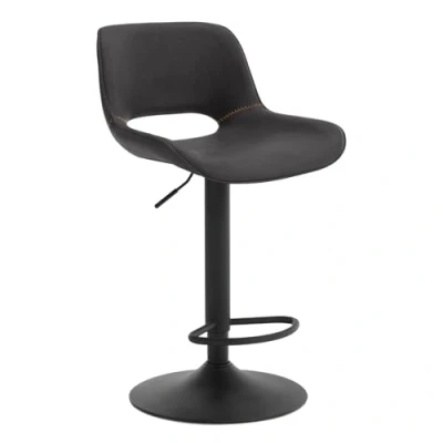 Bild av WOLTU barstol höjdjusterbar, roterbar, bar pall modern, konstläderstol, diskstol, biststol, roterande pall, med ryggstöd fotstöd, av metall, antracit, BH402an 1