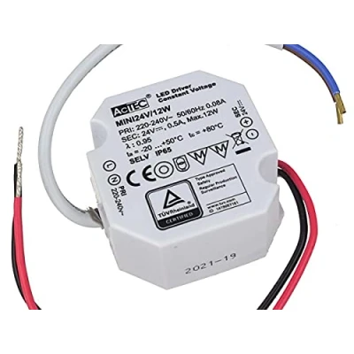 Bild av LEDLUX Mini Strömförsörjning 24V, Liten transformator IP67, 24V 12W 0,5A, för LED remsa, smal endast 49 x 47 24 mm