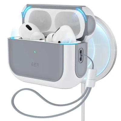 Bild av ESR för Airpods Pro 2 fodral, MagSafe laddning 2:a generationen/1:a generationen (2023/2022/2019), Hybrid Drop Protection, HaloLock Orbit Hybridfodral Apple Airpod med snodd,