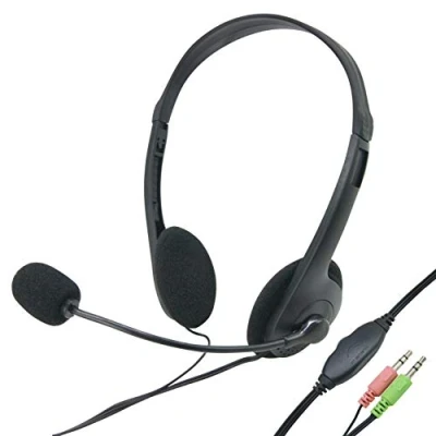 Bild av Waytex 69132 Headset för datoranslutning med dubbla uttag 3,5 mm justerbar volym på kabeln svart