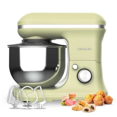 Bild av Cecotec Degblandare Cecomixer Merengue 5L 1200 Green. W I 6 Nivåer, 5 Funktioner, Planetarisk Rörelse, Elegant Design, L Stålskål Och Tillbehör För Vispning Knådning