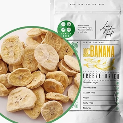 Bild av Frystorkat Bananskivor 100% Naturlig Torkad Frukt Uttorkad Banan Inget Tillsatt Socker Frystorkad Gefriergetrocknete Bananen Freeze Dried Fruit Banana Slices ZingyZoo