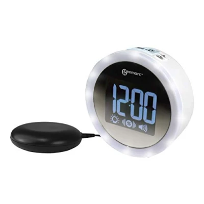 Bild av Geemarc Wake&#039;n shake STAR elegant vibrerande väckarklocka med stark larmton 95 dB, ljukrans och spegeleffekt