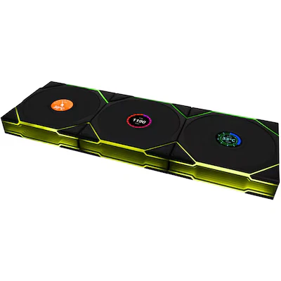 Bild av Lian Li UNI FAN TL Wireless LCD 3 pack Chassi fläkt 120mm Svart med RGB LED 33 dBA