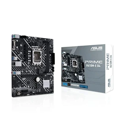 Bild av ASUS PRIME H610M E D4 CSM Moderkort mATX, Intel H610, LGA1700, DDR4, PCI 4.0, Realtek 1Gb Ethernet, 7.1 Surround, 2xM.2, 4xSATA 6GB/s, USB 3.2 Gen 1, Armoury Crate, Svart