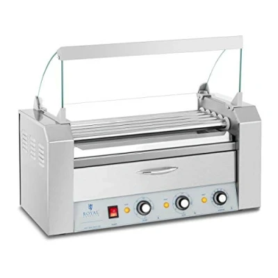 Bild av Royal Catering RC RG5DC Hot Dog grill 2 zoner rostfritt stål rullgrill korvgrill 5 rullar 1,420 W