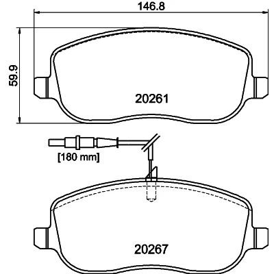 Bild av HELLA 8DB 355 010 501 Jeu de plaquettes frein avec contact du palpeur d&#039;usure intégré vis d&#039;étrier PEUGEOT: 807, Expert I Van