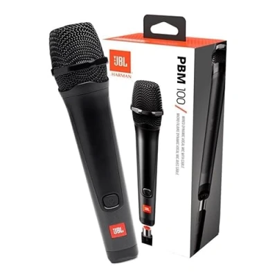 Bild av JBL PBM 100 Dynamisk sångmikrofon med kabel, tillbehör till festbox, karaoke för hemmet, kardioid riktningsegenskaper, svart