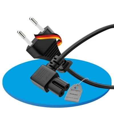 Bild av Sonero® Euro strömkabel, strömkabel för hushållsapparater, 90 Eurokontakt till C7 IEC kontakt, 5,00 m, vit