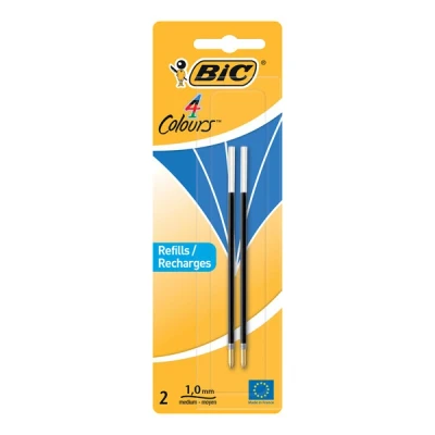Bild av BIC 4 färger kulspetspennor blå färger, 2 pack, dokumentäkta bläck, kuldiameter 1,0 mm, linjetjocklek 0,4 mm