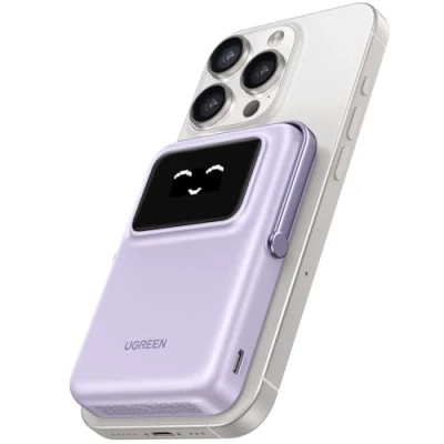 Bild av UGREEN Uno 10000 mAh magnetisk powerbank med USB C hurtigladefunksjon, MagSafe trådløst eksternt batteri kompatibelt iPhone 16 Pro Max/16 Pro/16/15 Max/Pro/15/14(Violet)