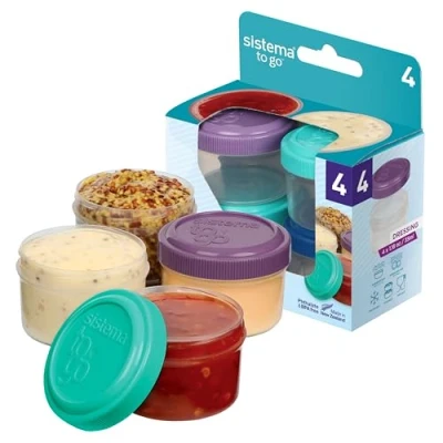 Bild av Sistema dressing to Go mini skruvbehållare, 35 ml, paket med 4