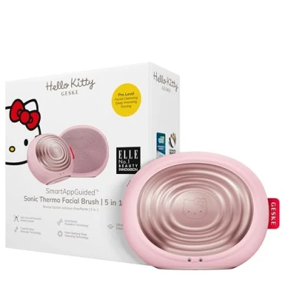Bild av Geske Sonic Thermo Facial Brush 5 IN 1 Electronic Tools SMARTAPPGUIDED Ansiktsvård tillbehör, Storlek: One Size, Hello kitty purple