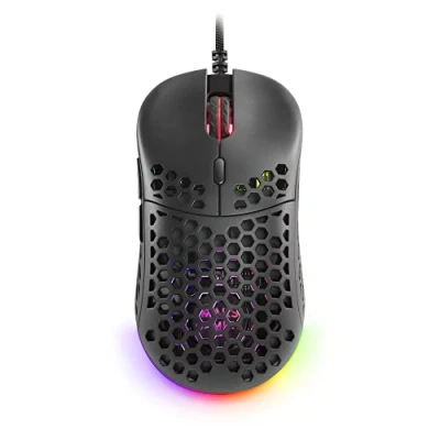 Bild av MARSGAMING Mars Gaming MM55 svart, RGB Chroma spelmus, ultralätt 55 g, 12800 DPI, HUANO mekaniska brytare