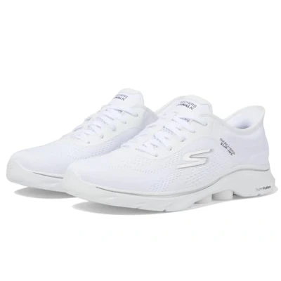 Bild av Skechers Performance GO WALK 7 Slipin Promenadskor, Storlek: 36, White textile black trim Textil/syntet