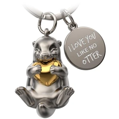 Bild av FABACH otter nyckelring Otty med hjärta lyckobringare gåvor flickvän partner kärlek par årsdag gravyr I love you like no otter, Guld, 1, Modern