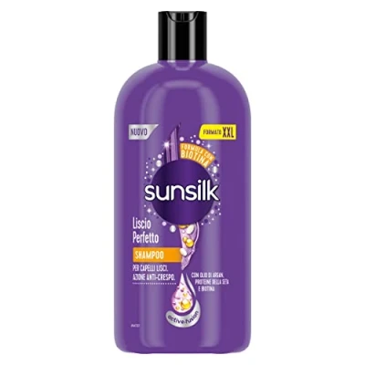 Bild av Sunsilk, perfekt slätt schampo, schampo för långvarigt och silkeslent hår, aktiv fusionformel med arganolja, sidenprotein biotin synligt friskt XXL format 810 ml
