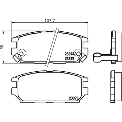 Bild av HELLA 8DB 355 009 291 Jeu de plaquettes frein avec indicateur d&#039;usure MITSUBISHI: PAJERO 1, 3000GT Coupe, Lancer 6 Limousine