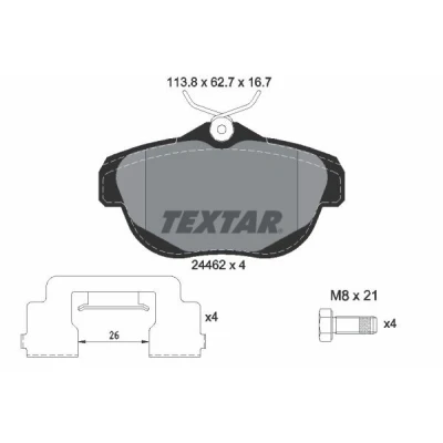 Bild av TEXTAR 2446201 Jeu de plaquettes frein non préparé pour indicateur d&#039;usure avec vis d&#039;étrier accessoires CITROËN: C6 Berline