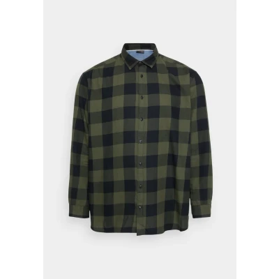 Bild av JACK &amp; JONES rutig skjorta för män, smal passform, skjorta, Dammig oliv, 4XL plus size