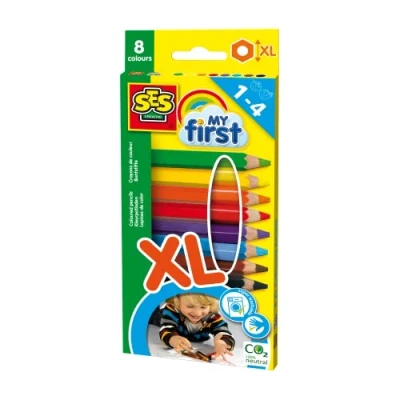 Bild av SES Creative 14416 My First färgpennor, 8 vackra ljusa färger, ergonomiska handtag, stark tryckpunkt, för barn från 14 år, blandade