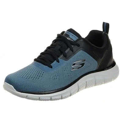 Bild av Skechers Herr träningsbredare träningsskor, Blå nät PU svart trim, 43 EU