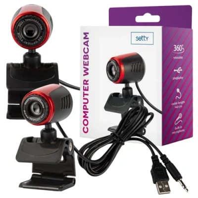 Bild av Setty Webbkamera med mikrofon för spel, live streaming, videosamtal, konferens, fjärrarbete, 360 graders kamera kompatibel Skype, FaceTime, Zoom, team, YouTube, USB port PC, Macbook Laptop Monitor