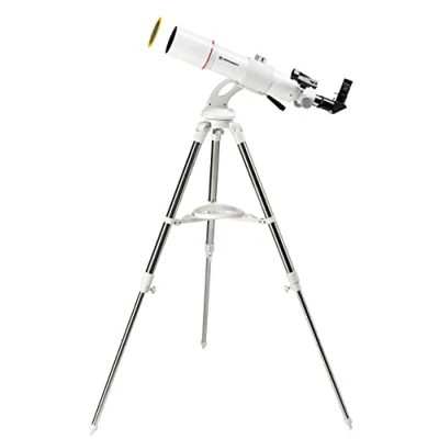 Bild av Bresser Refraktor Teleskop NANO AR 80/640 lineleskop med stativ, AZ montering för enkel hantering, smartphone kamera adapter och omfattande tillbehör nybörjare, vit
