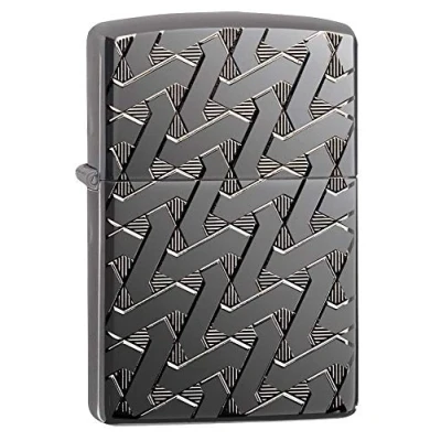 Bild av Zippo 49173 Geometric Weave Design Armor Black Ice Stormtändare, påfyllningsbar, i högkvalitativ presentförpackning