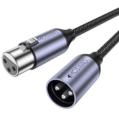 Bild av MOSWAG XLR kabel balanserad mikrofon, hane till hona kabel, 3 stifts mikrofonkabel kompatibel med mixermikrofon, Behringer, högtalarsystem(2M)