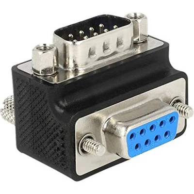 Bild av Delock Adapter Sub D 9Pin St/Bu 90G vinklad skruv/mutter utbytbar, 65593, svart, silver
