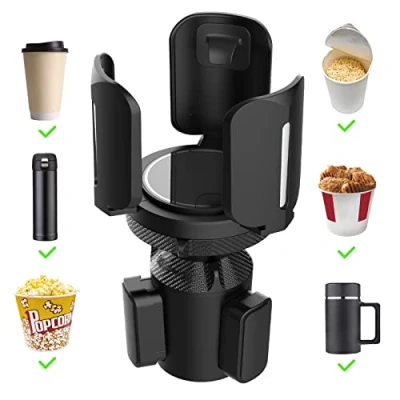 Bild av IULONEE Bilkoppshållare Alla ändamål Car Cup Holder Expanderadapter Monterad på Fordon Justerbar bas Vattenkopp Biltillbehör för Flaska Drink Hållare Kopphållare (Svart)