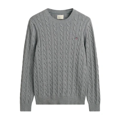 Bild av GANT Cable Cneck Stickad tröja, Storlek: 4XL, Grey melange