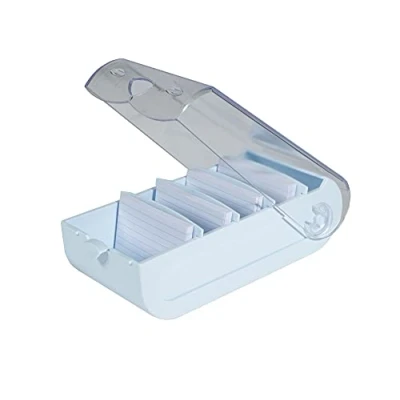 Bild av Exacompta Ref 5346223D 1 läromedelsbox BUNNYBOX A7 mått 25 x 13,2 8,5 cm pastellblå/kristallfärgad rymmer upp till 900 kort 100 blanka linjerade och 5 avdelare ingår