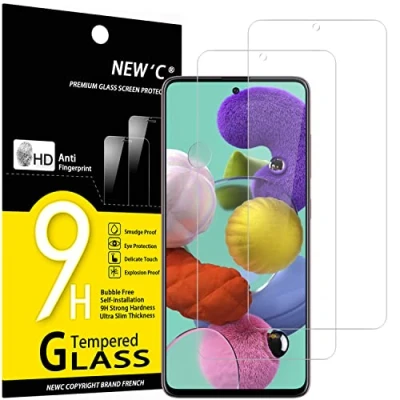 Bild av NEW&#039;C 2 Pack, skärmskydd i glas för Samsung Galaxy A51, bubbelfri, 9H hårdhet, 0,33 mm ultratransparent, ultrabeständigt härdat