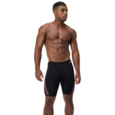Bild av Speedo Hyperboom Placement Jammer för män Simträning Fitness Klorbeständig jamer, Svart/Hyper Gul, 30
