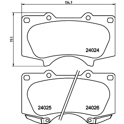 Bild av HELLA 8DB 355 010 491 Jeu de plaquettes frein avec indicateur d&#039;usure TOYOTA: HILUX 3 Pick up, Land Cruiser Prado 120, 6 up