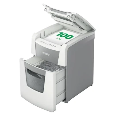 Bild av Leitz IQ Autofeed Small Office 100 80110000 Dokumentförstörare, Vit, Grå, 34 l