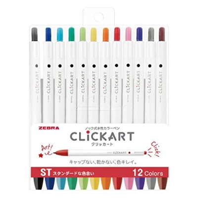 Bild av Zebra Clickart Vattenbaserad penna standard 12 färger set, WYSS22 12CST