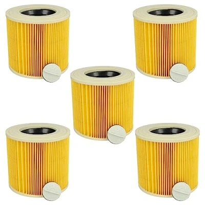 Bild av vhbw filterset 5 x veckfilter ersättning för Kärcher KFI 3310, 9.755 260.0 våt och torrdammsugare filter, patronfilter, gul