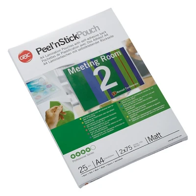 Bild av GBC Peel&#039;n Stick 25 pack matte A4 lamination pouches