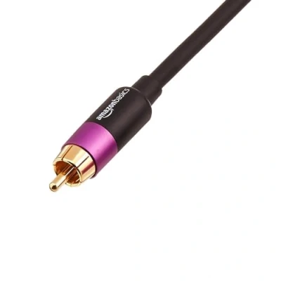 Bild av Amazon Basics 1 RCA ljudkabel för subwoofer, förstärkare, aktiva högtalare med guldpläterade pluggar, svart, 10,7 m