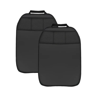 Bild av L&amp;P A081S2 2 stycken ryggstödsskydd, sittskydd, ryggstöd, bil, barn, ryggskydd, baksätesskydd, säte, konstläder, svart, 3 fickor, organiserare, skydd för bilsäte, sits, ryggstöd
