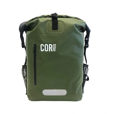 Bild av Cor Surf vattentät torr väska ryggsäck 25 l och 40 med vadderad laptopfodral (40L, Grön)