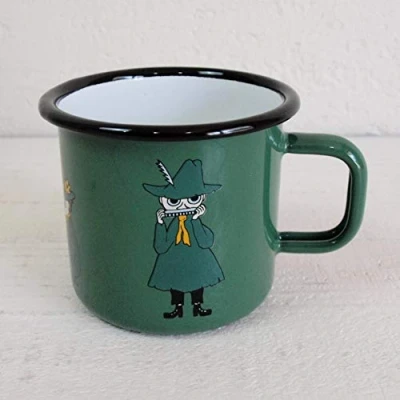 Bild av Muurla Mumin kopp Snufkin grön, emalj, 370 ml, stor, mugg för flickor, pojkar, barn och vuxna